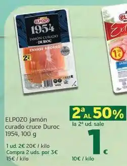 HiperDino Elpozo - jamon curado cruce duroc 1954 oferta