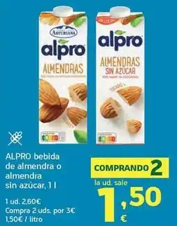 HiperDino Alpro - bebida de almendra o almendra sin azucar oferta