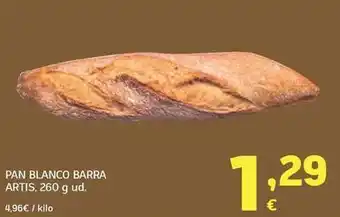 HiperDino Pan blanco barra artis oferta