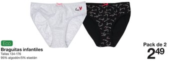 Zeeman Braguitas Infantiles Tallas 134 - 176 Pack de 2 oferta