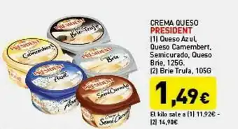 Hiperber Crema Queso President Queso Azul, Queso Camembert, Semicurado, Queso Brie, Brie Trufa oferta