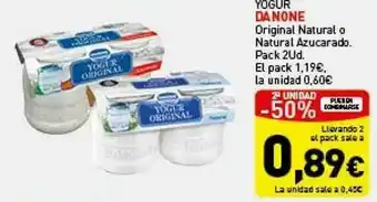 Hiperber Yogur Danone Original Natural O Natural Azucarado oferta