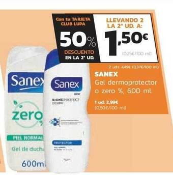 Supermercados Lupa Sanex Gel Dermoprotector O Zero % oferta