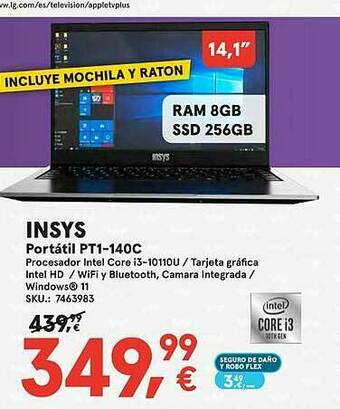 Worten Insys Portátil Pt1-140c oferta