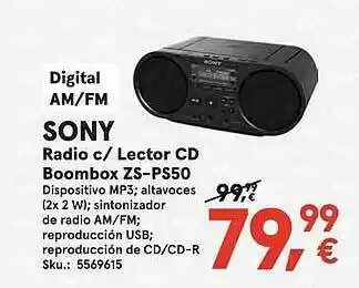 Worten Sony Radio C Lector Cd Boombox Zs-ps50 oferta