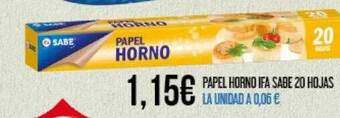 Papel Horno Ifa Sabe 20 Hojas