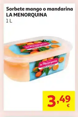 Alcampo LA MENORQUINA Sorbete mango o mandarina oferta