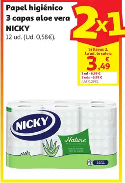 Alcampo NICKY Papel higiénico 3 capas aloe vera oferta