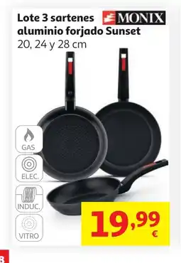 Alcampo MONIX Lote 3 sartenes aluminio forjado Sunset oferta