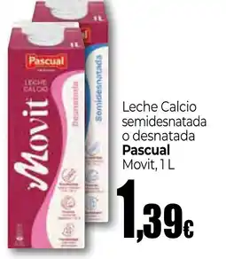 Unide Supermercados PASUAL Leche Calcio semidesnatada o desnatada oferta
