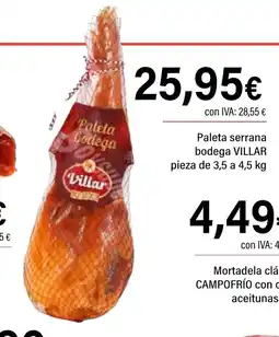 Cash Ifa VILLAR Paleta serrana bodega oferta
