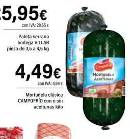 Cash Ifa CAMPOFRÍO Mortadela clásica con o sin aceitunas oferta