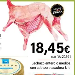 Cash Ifa Lechazo entero o medios con cabeza o asadura oferta