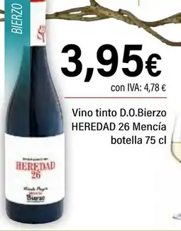 Cash Ifa HEREDAD Vino tinto D.O.Bierzo 26 Mencía oferta
