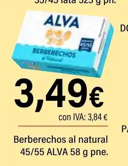 Cash Ifa ALVA Berberechos al natural 45/55 oferta