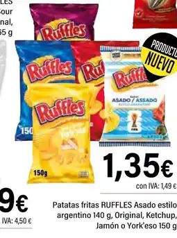 Cash Ifa RUFFLES Patatas fritas Asado estilo argentino Original, Ketchup, Jamón o York'eso oferta