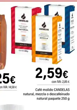 Cash Ifa CANDELAS Café molido natural, mezcla o descafeinado natural paquete oferta