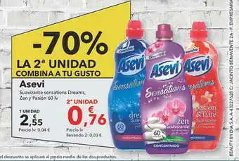 Clarel Asevi Suavizante Sensations Dreams, Zen Y Pasión 60 Lv oferta