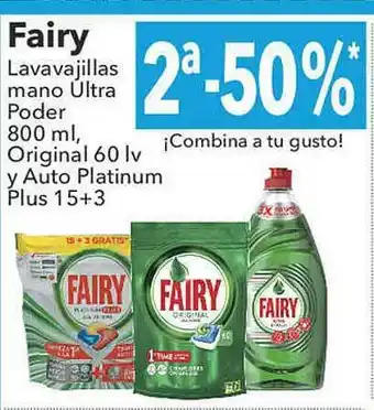 Clarel Fairy Lavavajillas Mano Ultra Poder, Original Y Auto Platinum Plus 15+3 oferta