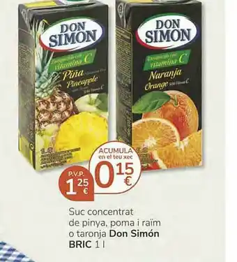Consum Suc Concentrat De Pinya Poma I Raïm O Taronja Don Simón oferta