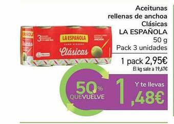 Carrefour Aceitunas Rellenas De Anchoa La Espanola oferta