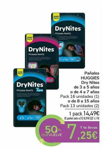Carrefour Pañales Huggies Dry Nites oferta