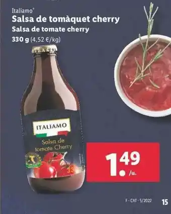 Lidl Salsa De Tomàquet Cherry oferta