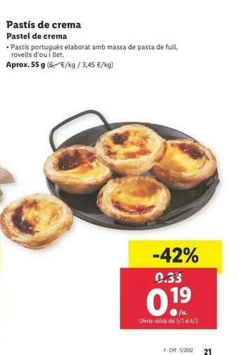 Lidl Pastís De Crema oferta