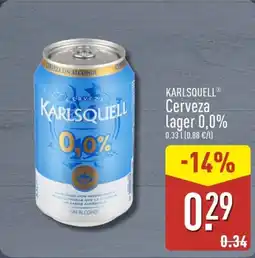 ALDI KARLSQUELL Cerveza lager 0,0% oferta