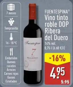 ALDI FUENTESPINA Vino tinto roble DOP Ribera del Duero oferta