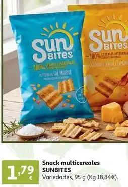 Alcampo Snacks ondulados multicereales cheddar/cebolla sunbites 95g oferta