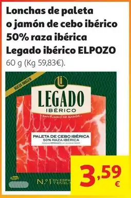 Alcampo Legado ibérico - lonchas de paleta o jamon de cebo iberico 50% raza iberica oferta
