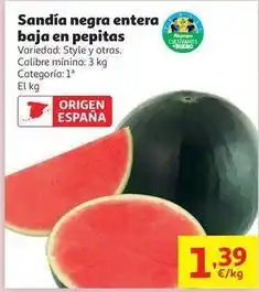 Alcampo Style - sandia negra entera baja en pepitas oferta
