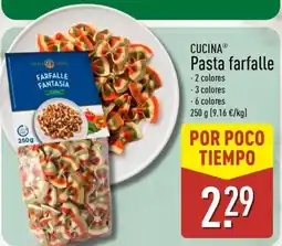ALDI CUCINA Pasta farfalle oferta