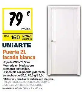 Uniarte - puerta 2l lacada blanca
