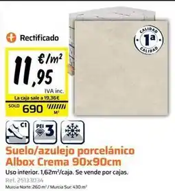 Obramat Solo - suelo/azulejo porcelanico crema 90x90cm oferta
