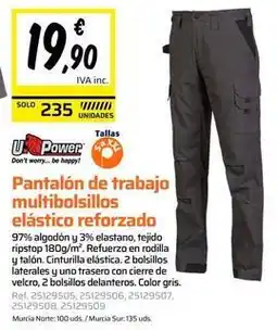 Obramat Pantalon de trabajo multibolsillos elástico reforzado oferta