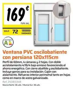 Obramat Solo - ventana pvc oscilobatiente con persiana oferta