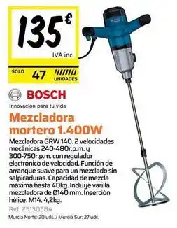 Obramat Bosch - mezcladora mortero 1400w oferta