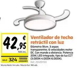 Obramat Solo - ventilador de techo retractil con luz oferta