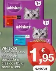 CashDiplo Whiskas - comida gatos seleccion pescado o clasicos oferta