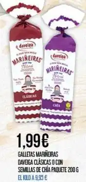 Claudio Daveiga - galletas marñeiras d'aveiga clasicas o con semillas de chia paquete oferta