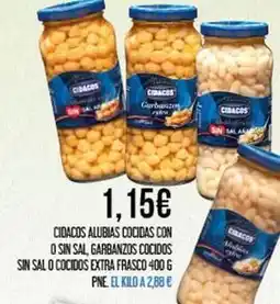 Claudio Cidacos - alubias cocidas con o sin sal, garbanzos cocidos sin sal o cocidos extra frasco oferta