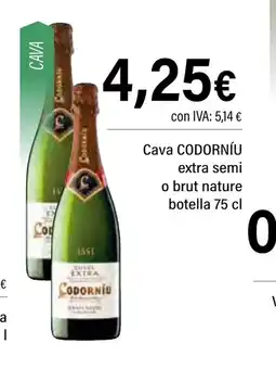 Cash Ifa CODORNÍU Cava extra semi o brut nature botella oferta