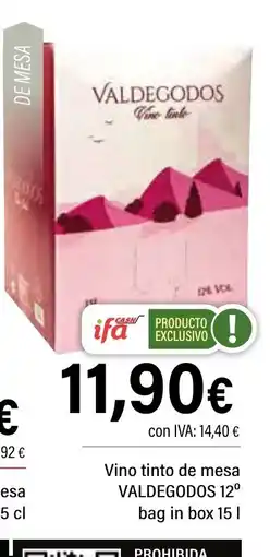 Cash Ifa VALDEGODOS Vino tinto de mesa oferta