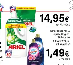 Cash Ifa ARIEL Detergente líquido Original o Pods original oferta