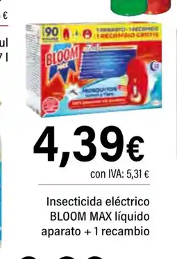 Cash Ifa BLOOM MAX Insecticida eléctrico líquido aparato +1 recambio oferta