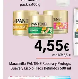 Cash Ifa PANTENE Mascarilla Repara y Protege, Suave y Liso o Rizos Definidos oferta