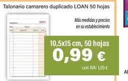 Cash Ifa LOAN Talonario camarero duplicado 50 hojas oferta