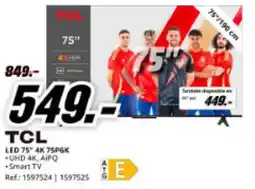 MediaMarkt TCL LED 75" 4K 75P6K oferta